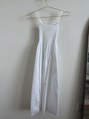 White Smocked Midi Dress - Classic Women’s Summer Dress